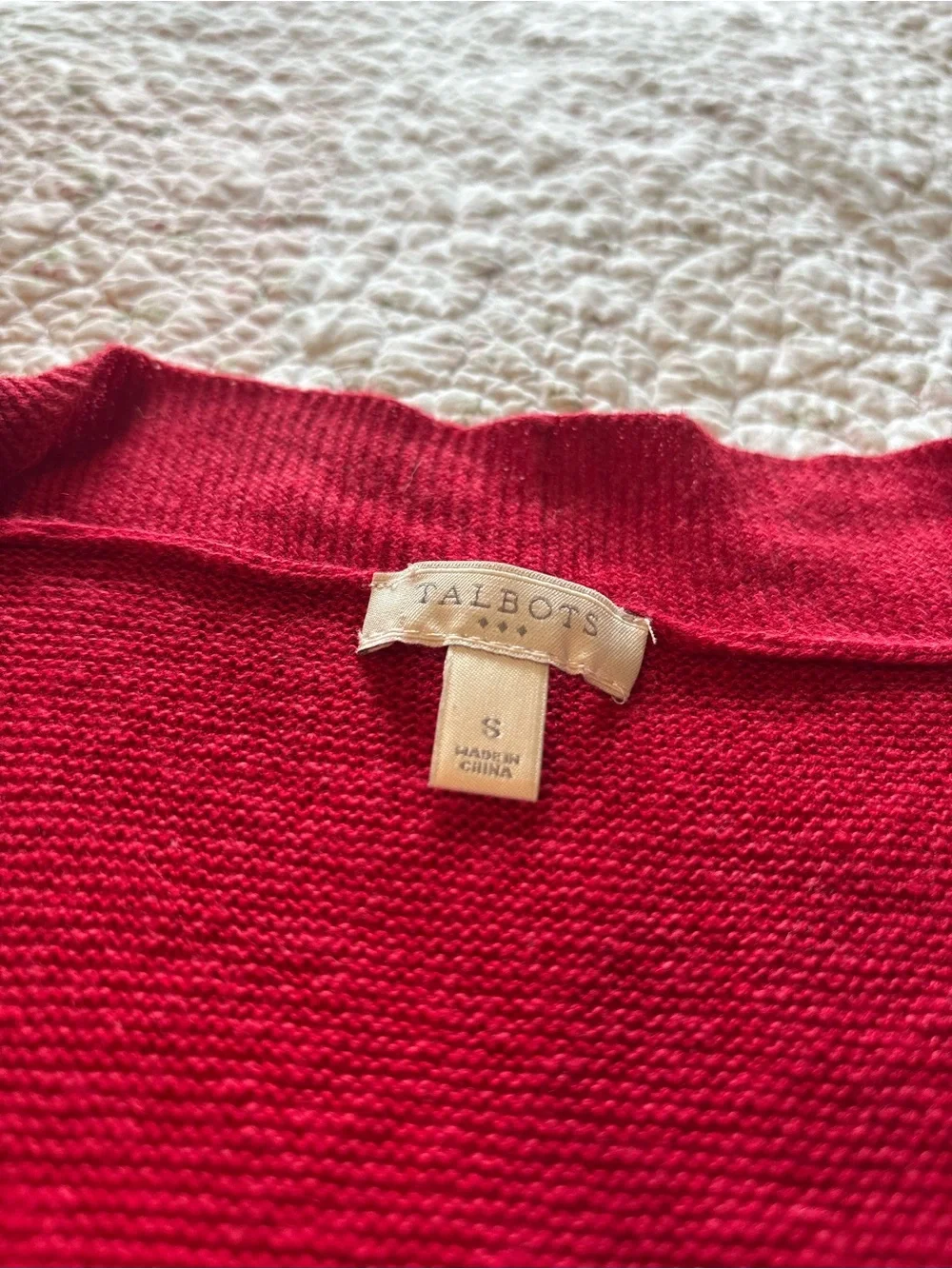 Talbots Open-Front Short Sleeve Cardigan - Red